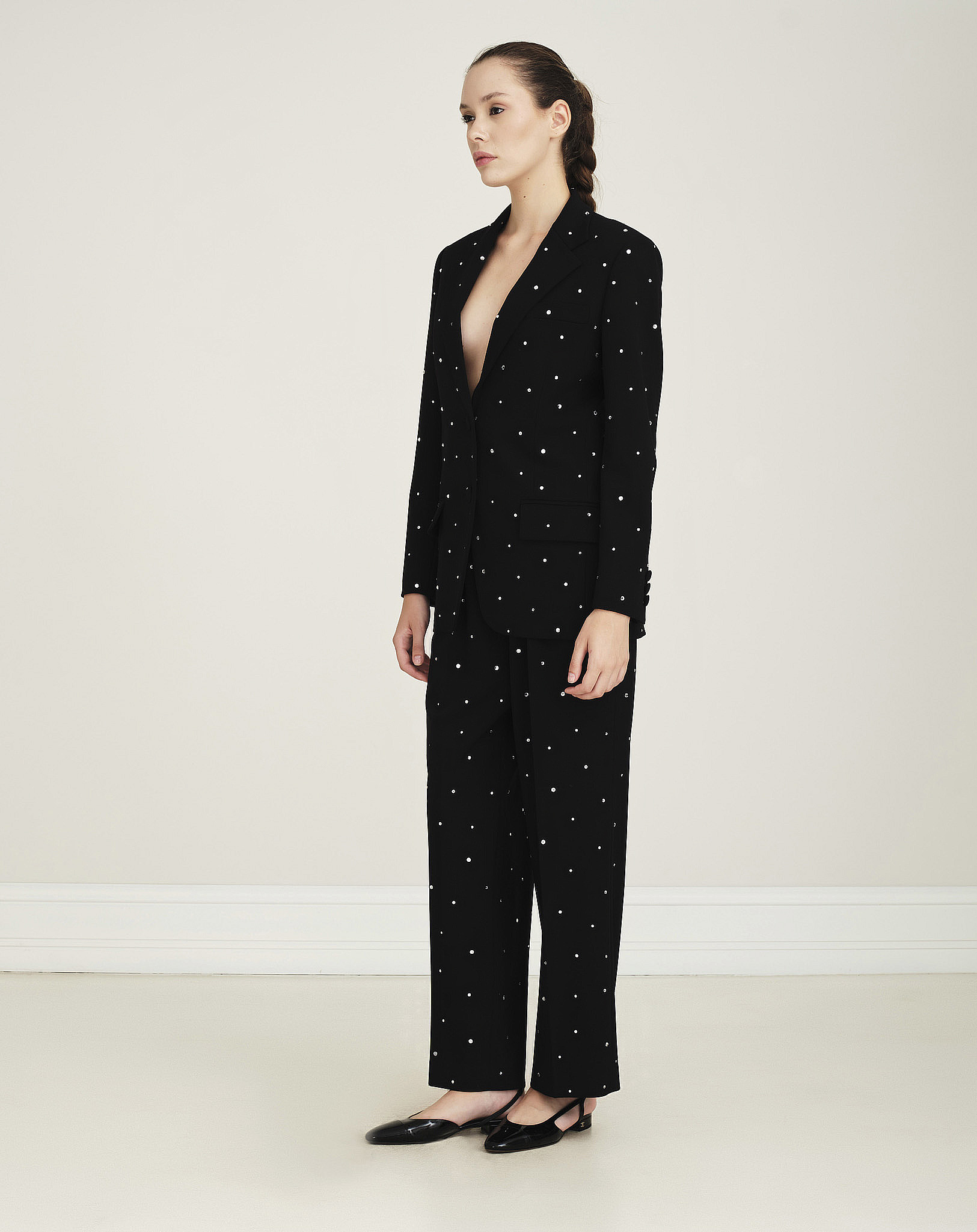 Miu Miu - Black Crystal Embellished Suit / Blazer Jacket & Pants